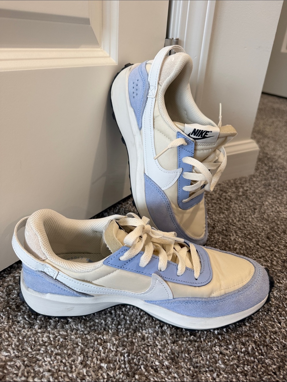 Nike Women White and Light Blue Low-Top Sneakers